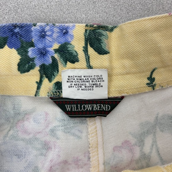 Vintage Willowbend Shorts Womens 14 Yellow Floral High Rise Cotton Made USA 90s - Picture 8 of 13